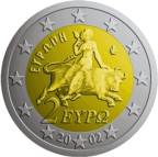 2 Euro Coin showing the Great Harlot riding on and controlling the Roman beast