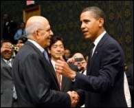 Mohamed El Baradei with Colin Powell