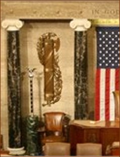 Fasces behind Speaker's chain in US House of Representatives