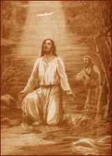 Jesus baptized by John