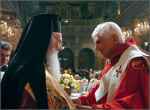Metropolitan of Pergamon Joannis Zizioulac with Benedict XVI in the basilica of Saint Paul's Outside the Walls