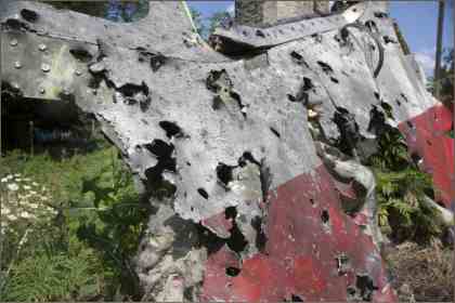 bullet-riddled cabin of MH17