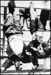Mussolini and wife hanged upside down