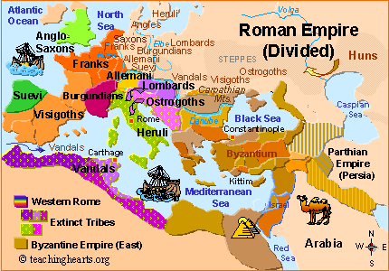 Ten nations into which Rome divided in AD476