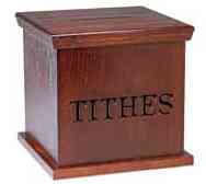 tithe box at back of Church