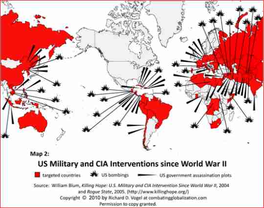 Map US/CIA interventions since WWII