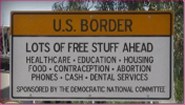 Sign at US-Mexico border enticing illegal immigratants